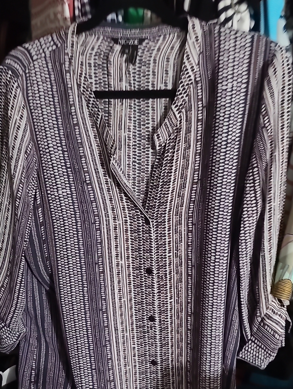 NIC+ZOE Multi-Colored Vertical Stripe Button-Down Top